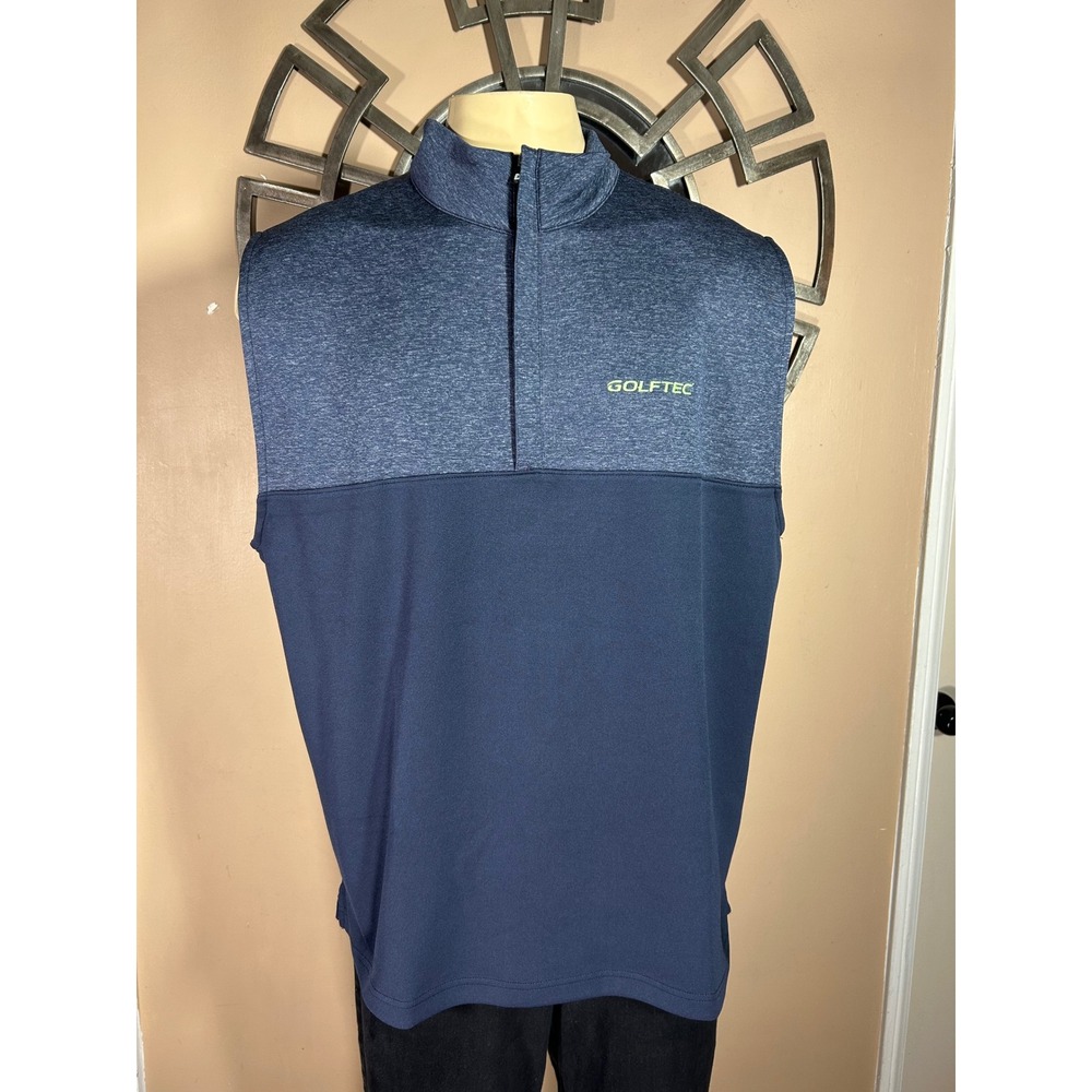 Footjoy x GOLFTEC Mens Sleeveless Quarter Zip Vest Golf Pullover Mens XL Blue